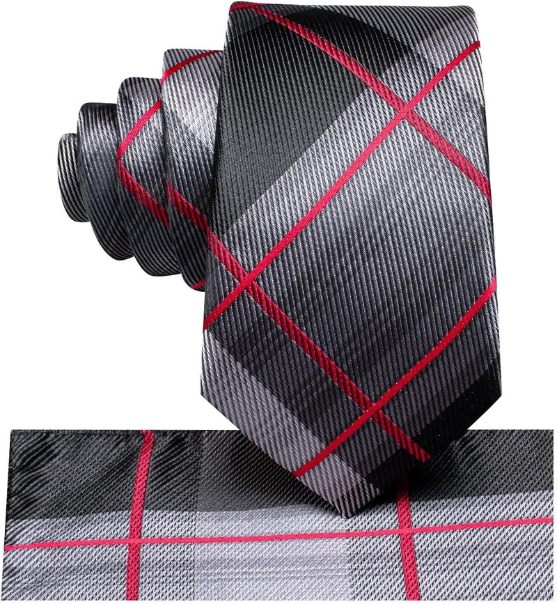 Dubulle Ties for Boys Self Tie Silk Paisely Striped Kids Necktie and Pocket Square Set for Age 8-11 - Image 2